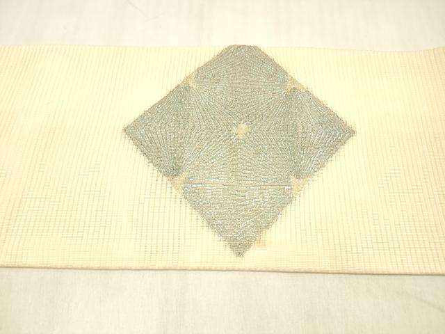 平和屋着物＊夏物 九寸名古屋帯 菱文 金糸 正絹 逸品 DABB3975cm