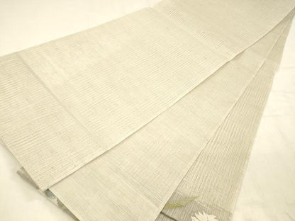 平和屋着物＊夏物 太鼓柄袋帯 すくい織 枝花文 銀糸 正絹 逸品 DABB3980cm
