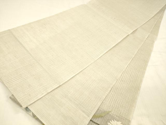 平和屋着物＊夏物 太鼓柄袋帯 すくい織 枝花文 銀糸 正絹 逸品 DABB3980cm