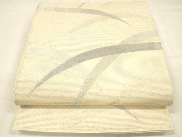 平和屋着物＊夏物 六通柄袋帯 草葉文 銀糸 正絹 逸品 DABB3981cm