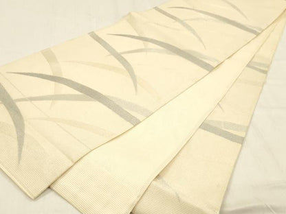平和屋着物＊夏物 六通柄袋帯 草葉文 銀糸 正絹 逸品 DABB3981cm