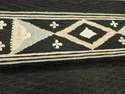 平和屋着物＊夏物 八寸名古屋帯 櫛織 横段文 黒地 正絹 逸品 DABB3985cm