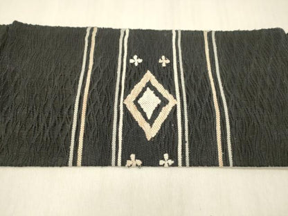 平和屋着物＊夏物 八寸名古屋帯 櫛織 横段文 黒地 正絹 逸品 DABB3985cm