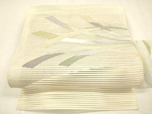 平和屋着物＊夏物 絽綴れ 八寸名古屋帯 抽象文様 金銀糸 正絹 逸品 DABB3986cm