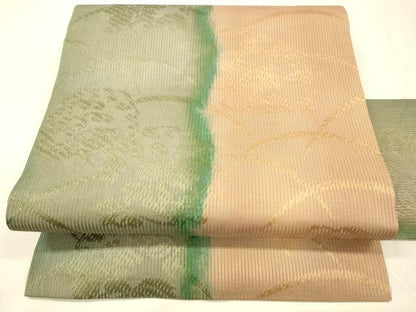 平和屋着物＊夏物 九寸名古屋帯 草花文 正絹 逸品 DABB3992cm