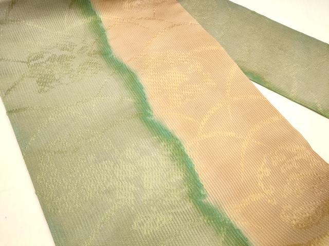 平和屋着物＊夏物 九寸名古屋帯 草花文 正絹 逸品 DABB3992cm