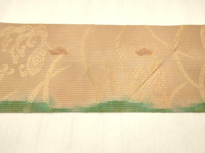 平和屋着物＊夏物 九寸名古屋帯 草花文 正絹 逸品 DABB3992cm