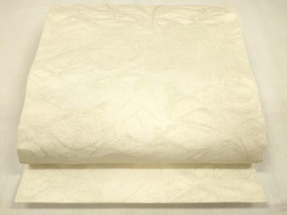 平和屋着物＊夏物 六通柄 本袋帯 草葉文 銀糸 正絹 逸品 DABB3995cm