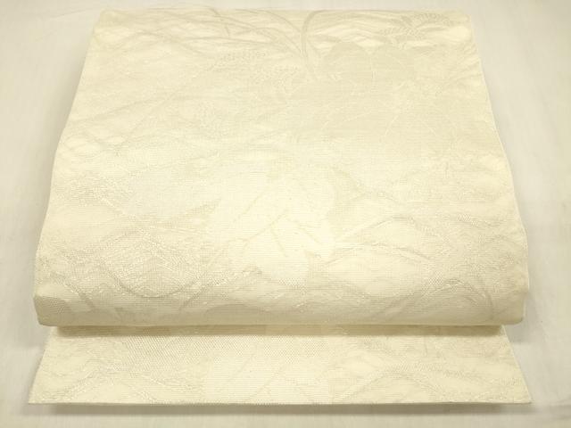 平和屋着物＊夏物 六通柄 本袋帯 草葉文 銀糸 正絹 逸品 DABB3995cm