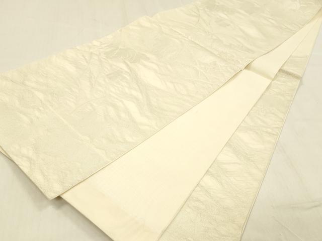 平和屋着物＊夏物 六通柄 本袋帯 草葉文 銀糸 正絹 逸品 DABB3995cm