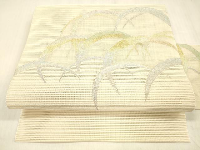 平和屋着物＊夏物 絽綴れ 八寸名古屋帯 草葉文 金銀糸 正絹 逸品 DABB3997cm