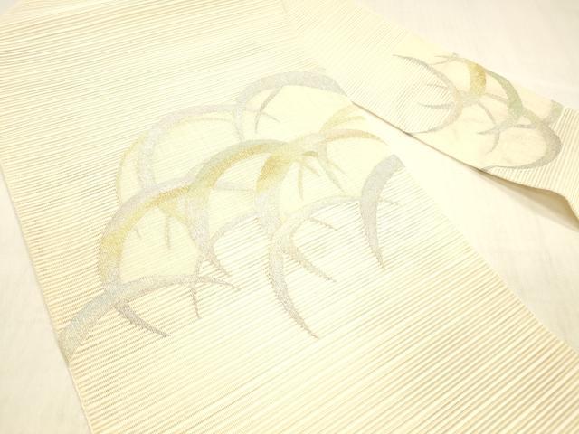 平和屋着物＊夏物 絽綴れ 八寸名古屋帯 草葉文 金銀糸 正絹 逸品 DABB3997cm