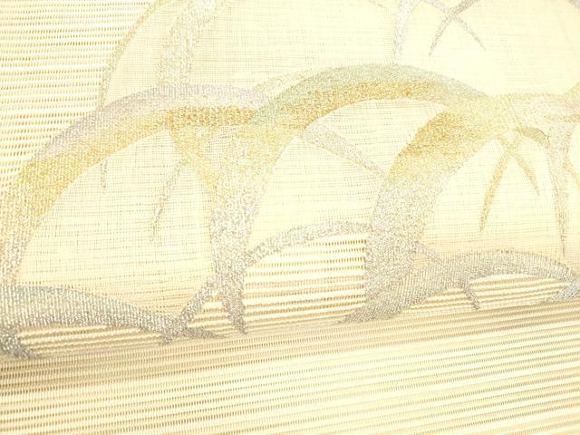 平和屋着物＊夏物 絽綴れ 八寸名古屋帯 草葉文 金銀糸 正絹 逸品 DABB3997cm