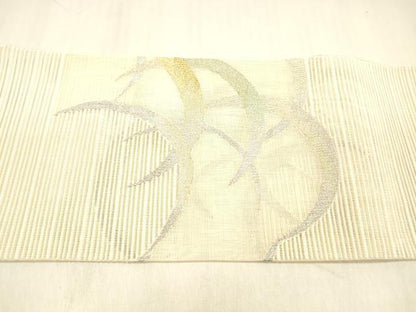 平和屋着物＊夏物 絽綴れ 八寸名古屋帯 草葉文 金銀糸 正絹 逸品 DABB3997cm
