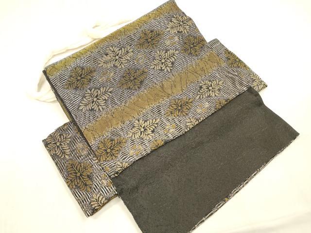 平和屋着物●染色作家　草野一騎　つけ帯　横段花文　金銀糸　正絹　逸品　DABB3999cm