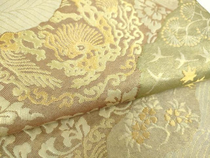 平和屋着物●西陣の名門　本家加納　六通柄袋帯　更紗花鳥文　金糸　引箔　正絹　逸品　DABB4001ps