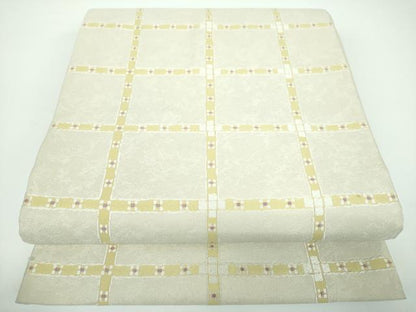 平和屋着物●六通柄袋帯 しゃれつづれ 唐織 格子花文 正絹 逸品 DABB4007ps