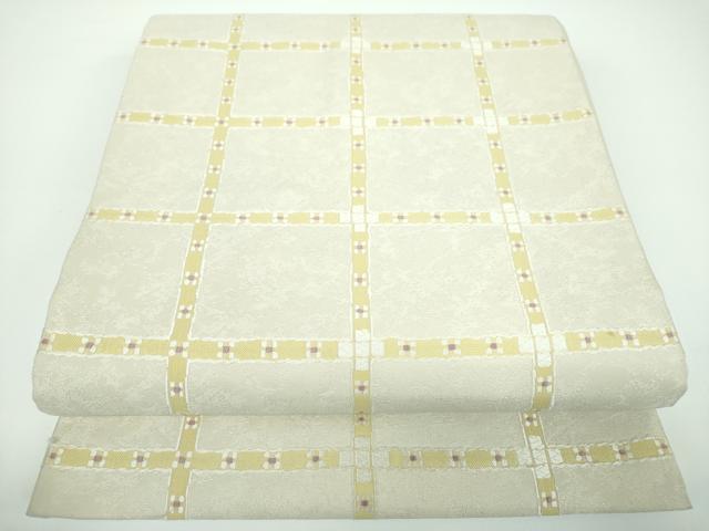 平和屋着物●六通柄袋帯 しゃれつづれ 唐織 格子花文 正絹 逸品 DABB4007ps
