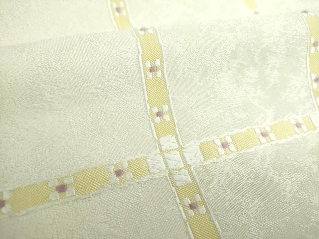 平和屋着物●六通柄袋帯 しゃれつづれ 唐織 格子花文 正絹 逸品 DABB4007ps