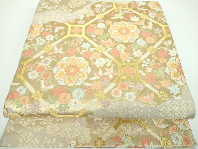 平和屋着物●西陣の名門　本家加納　六通柄袋帯　蜀江花鳥文　金糸　正絹　逸品　DABB4013ps