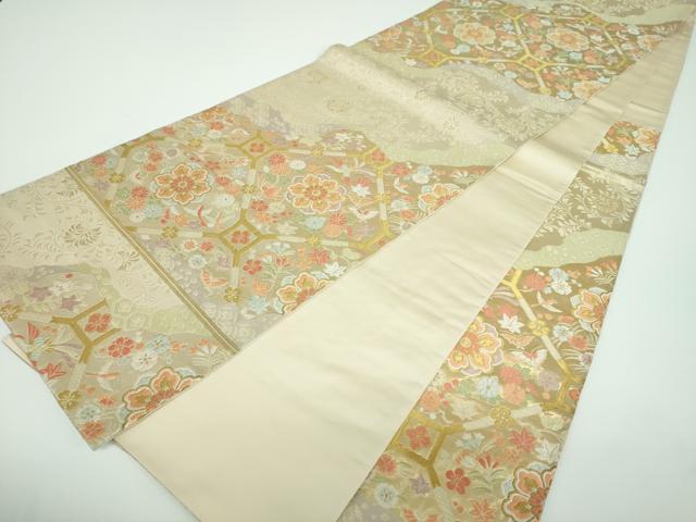 平和屋着物●西陣の名門　本家加納　六通柄袋帯　蜀江花鳥文　金糸　正絹　逸品　DABB4013ps