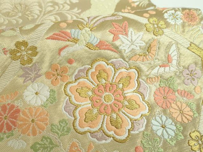 平和屋着物●西陣の名門　本家加納　六通柄袋帯　蜀江花鳥文　金糸　正絹　逸品　DABB4013ps