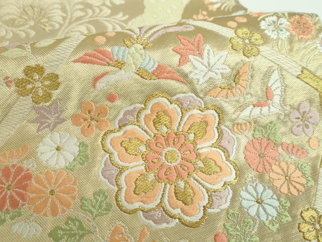 平和屋着物●西陣の名門　本家加納　六通柄袋帯　蜀江花鳥文　金糸　正絹　逸品　DABB4013ps