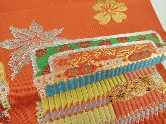 平和屋着物○六通柄 本袋帯 龍村平蔵柄 威毛錦 金