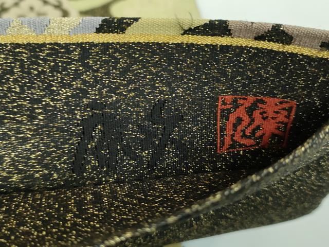 平和屋着物●爪掻き本綴れ　六通柄袋帯　作家物　七宝花文　金糸　正絹　逸品　DABB4021ps
