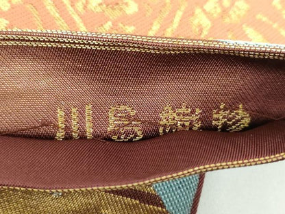 平和屋着物●西陣　川島織物　六通柄　本袋帯　更紗花菱文　金銀糸　正絹　逸品　DABB4022ps