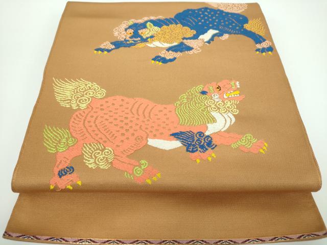 平和屋着物●龍村美術織物　六通柄　本袋帯　唐織　咆哮獅子錦　正絹　逸品　DABB4024ps