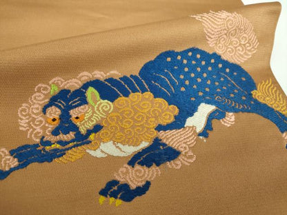 平和屋着物●龍村美術織物　六通柄　本袋帯　唐織　咆哮獅子錦　正絹　逸品　DABB4024ps