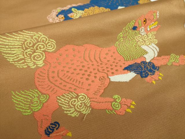 平和屋着物●龍村美術織物　六通柄　本袋帯　唐織　咆哮獅子錦　正絹　逸品　DABB4024ps
