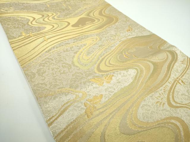 平和屋着物○西陣 川島織物 六通柄 本袋帯 流水舞蝶花