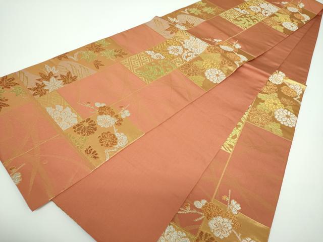 408my12◇川島織物 蘭 カトレヤ 金糸 銀糸 六通 本袋帯◇美品 平和屋着物○西陣 川島織物 六通柄 本袋帯 竜田川 吉祥花文