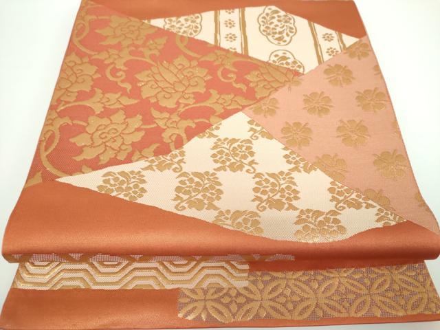 平和屋着物●西陣　川島織物　六通柄　本袋帯　名物裂花文　金糸　正絹　逸品　未使用　DABB4036ps