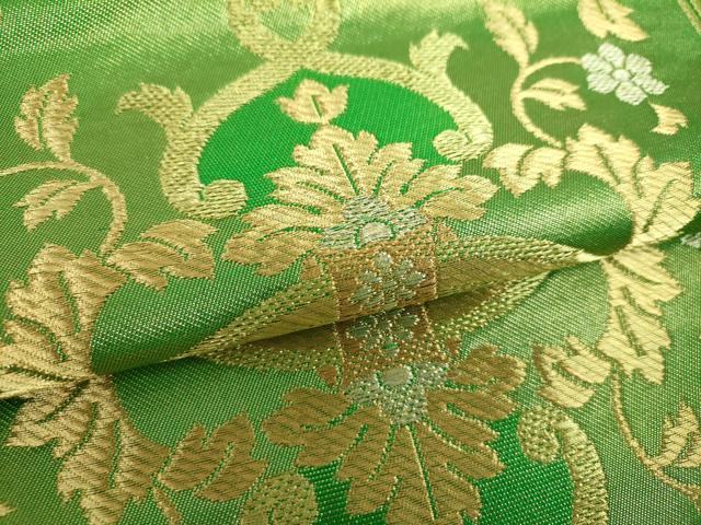 平和屋着物●西陣　川島織物　六通柄　本袋帯　洋花文　金銀糸　正絹　逸品　DABB4039ps