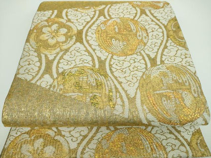 平和屋着物●丸帯　櫛織り　立涌鳳凰花丸文　金銀糸　ほていや扱い　正絹　逸品　DABB4058ps