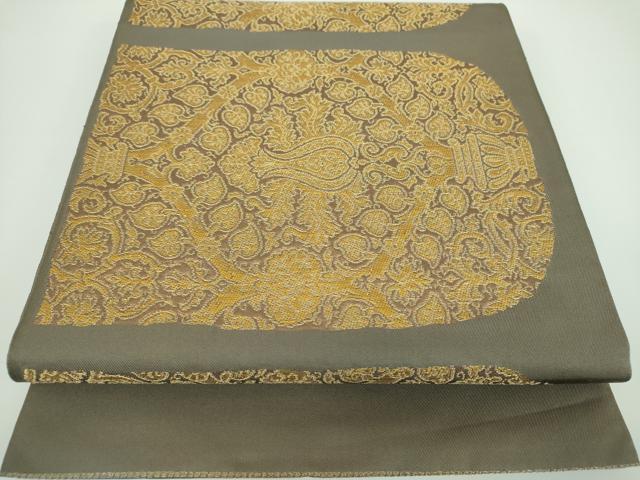 平和屋着物●洛風林　工芸帯地　六通柄　本袋帯　更紗花文　金糸　正絹　逸品　DABB4061ps 平和屋着物○洛風林 工芸帯地 六通柄 本袋帯 更紗花