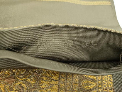 平和屋着物●洛風林　工芸帯地　六通柄　本袋帯　更紗花文　金糸　正絹　逸品　DABB4061ps