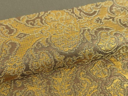 平和屋着物●洛風林　工芸帯地　六通柄　本袋帯　更紗花文　金糸　正絹　逸品　DABB4061ps