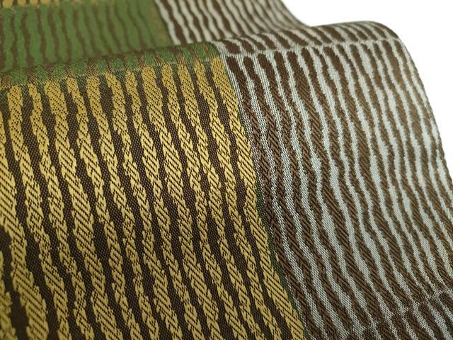 平和屋着物○全通柄京袋帯 紬地 型染 松竹梅 正絹 逸品