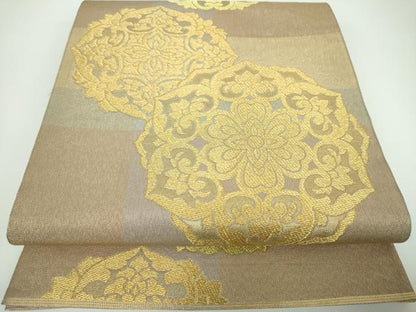 平和屋着物●西陣　川島織物　六通柄　本袋帯　花丸文　金糸　正絹　逸品　DABB4066ps