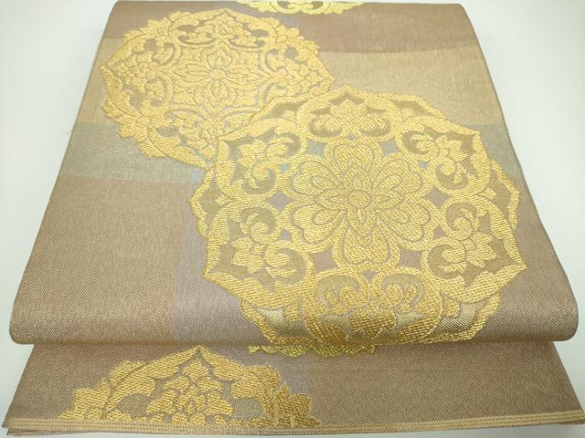 平和屋着物●西陣　川島織物　六通柄　本袋帯　花丸文　金糸　正絹　逸品　DABB4066ps