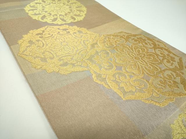 平和屋着物●西陣　川島織物　六通柄　本袋帯　花丸文　金糸　正絹　逸品　DABB4066ps