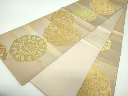 平和屋着物●西陣　川島織物　六通柄　本袋帯　花丸文　金糸　正絹　逸品　DABB4066ps
