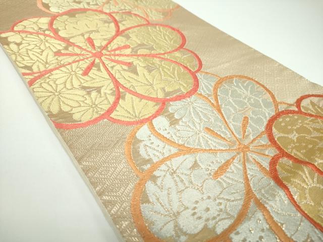 平和屋着物●西陣　川島織物　六通柄　本袋帯　唐織　吉祥花文　金糸　正絹　逸品　DABB4070ps