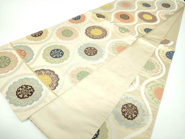 平和屋着物○西陣 河合康幸謹製 六通柄袋帯 唐織 立涌花