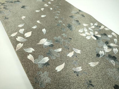 平和屋着物●極上　中国人間国宝　将雪英　中国三大刺繍　相良刺繍　袋帯　舞桜　正絹　逸品　未使用　DABB4077ps