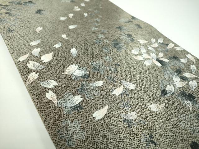 平和屋着物●極上　中国人間国宝　将雪英　中国三大刺繍　相良刺繍　袋帯　舞桜　正絹　逸品　未使用　DABB4077ps